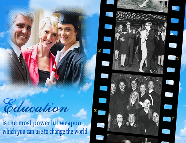 Collage showing graduations through years