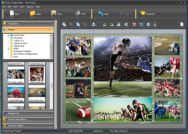 Arranging the photos on the collage page