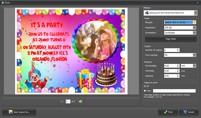 Printing your birthday invitation