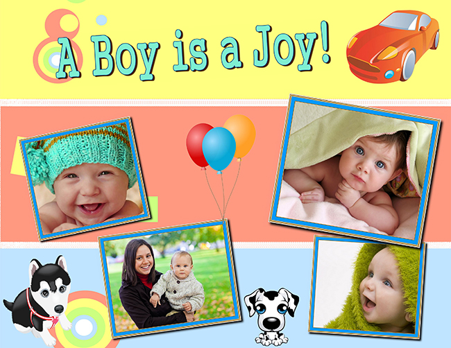 Baby boy scrapbook idea