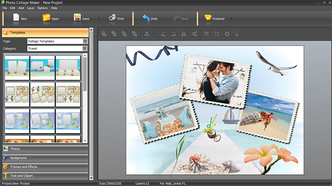 Photo album software interface