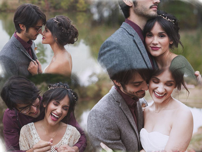 Blended collage of wedding photos